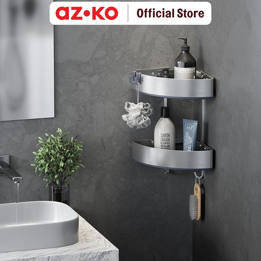 Jual AZKO Stora Rak Dinding Kamar Mandi 2 Tingkat Aluminium Wk820433 ...