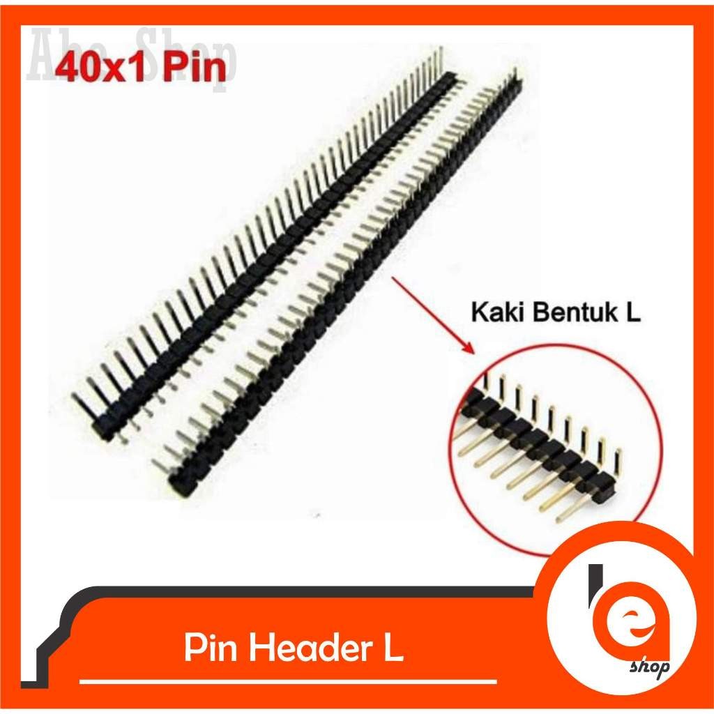 Jual Pin Header Male Siku L 1x40 Pin Header Male Right Angle 2.54mm 1 x ...