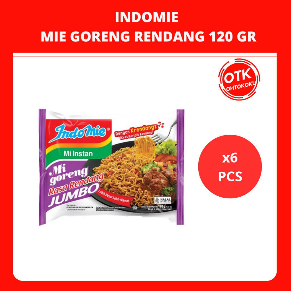 Jual Indomie Mi Instan Goreng Rendang Jumbo 120 gr x 6 pcs | Shopee ...