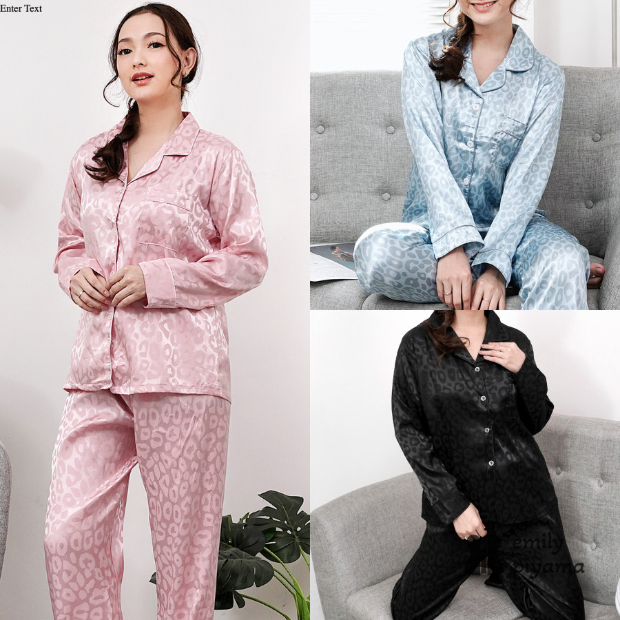 Jual EMILY PIYAMA Baju Tidur Piyama Satin Wanita Dewasa Model Leopard ...