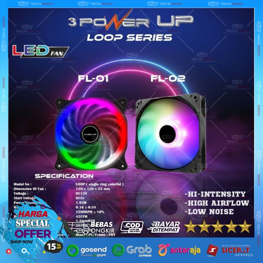 Jual Power UP loop 2 Flow 02 - FL02 / 12 CM RGB Fan Cassing | Shopee ...