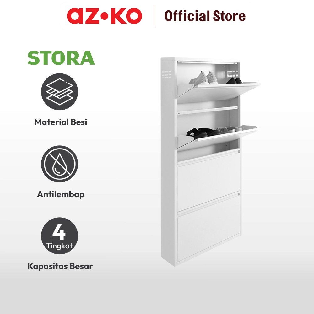 Jual AZKO Stora Kabinet Sepatu 4 Tingkat - Putih Organizer Sandal Dan ...