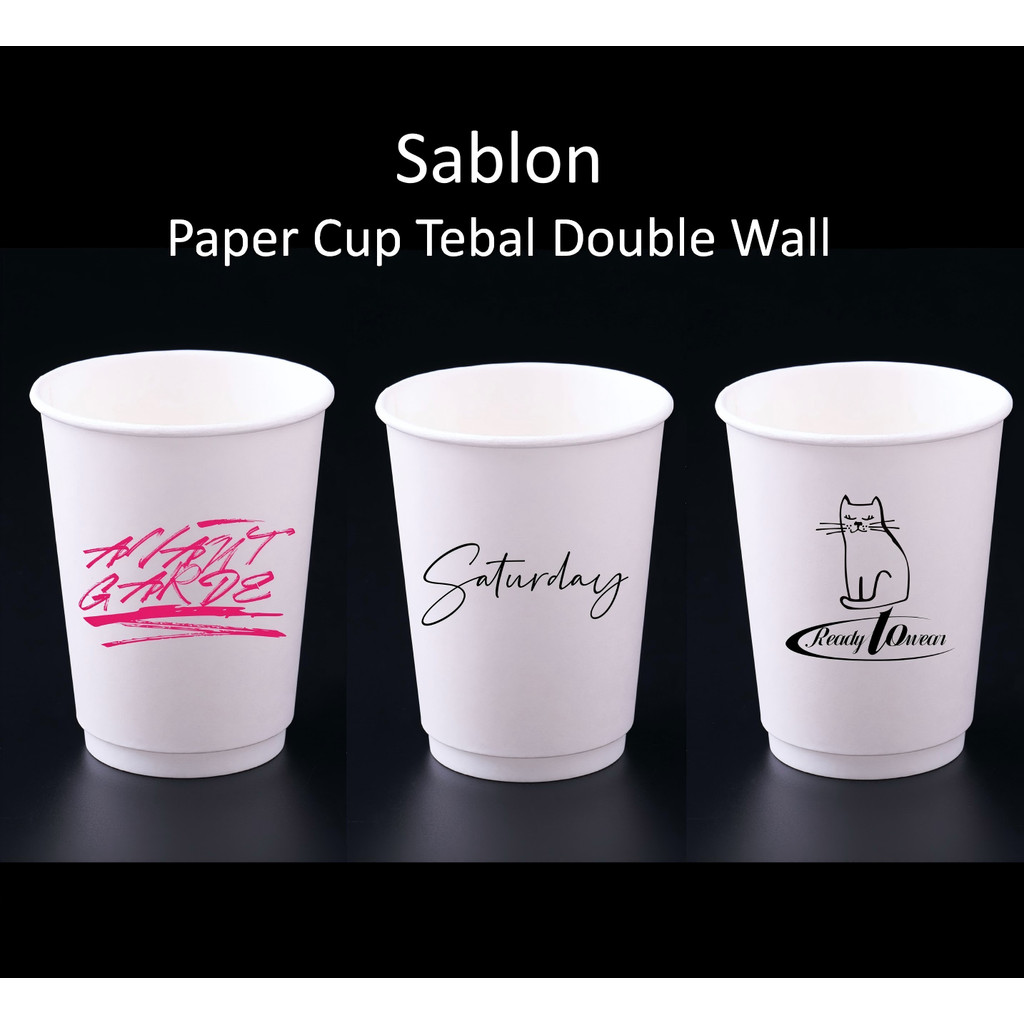 Jual Sablon Paper Cup Tebal Double Wall 8oz 12oz 16oz 1 Warna | Shopee ...