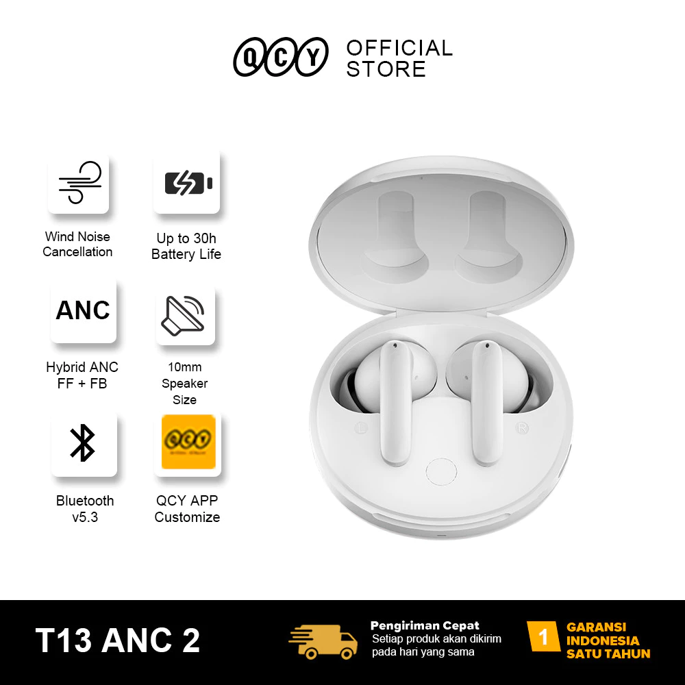 QCY TWS Earphone Earbuds T13 ANC 2 Bluetooth V3.5 Wireless