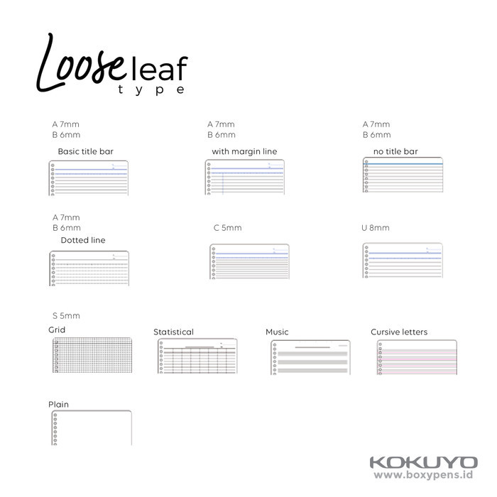 Kokuyo Campus A5 Loose Leaf Paper - 20 Hole For Clear Pocket Notebook Refill