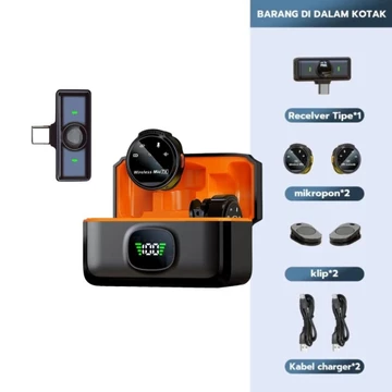Mayy Official Id Magnetic 2Mic Wireless Clip On Microphone Mikrofon Lavalier HP Plug Play