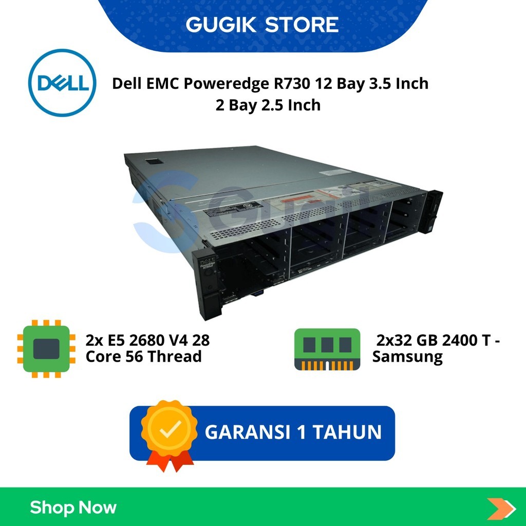 Jual Server Dell EMC PowerEdge R730 12 Bay 3.5 Inch 2 Bay 2.5 Inch 2x ...