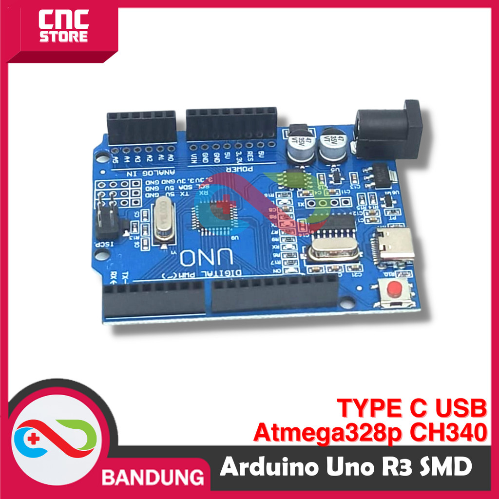 Jual ARDUINO UNO R3 ATMEGA328P SMD CH340 ATMEGA328P TYPE-C-A | Shopee ...