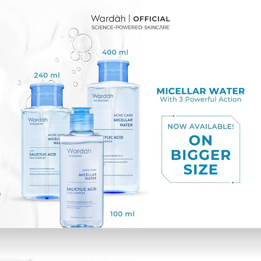 Wardah Acnederm Acne Care Micellar Water - Efektif - 50% Tanda Jerawat Berkurang
