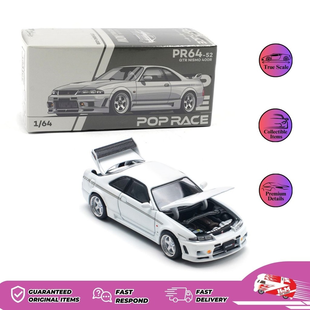 Jual Pop Race 1/64 Nissan GT-R R33 Nismo 400R - White | Shopee Indonesia
