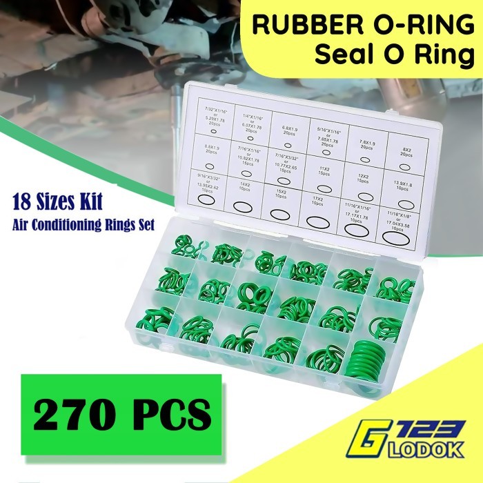 Chiloskit 270pc Groen F12-NBR R134a-HNBR A/C O-Ring Seal Assortiment Kit Airconditioning O-Ring Set Auto voertuig Reparatie