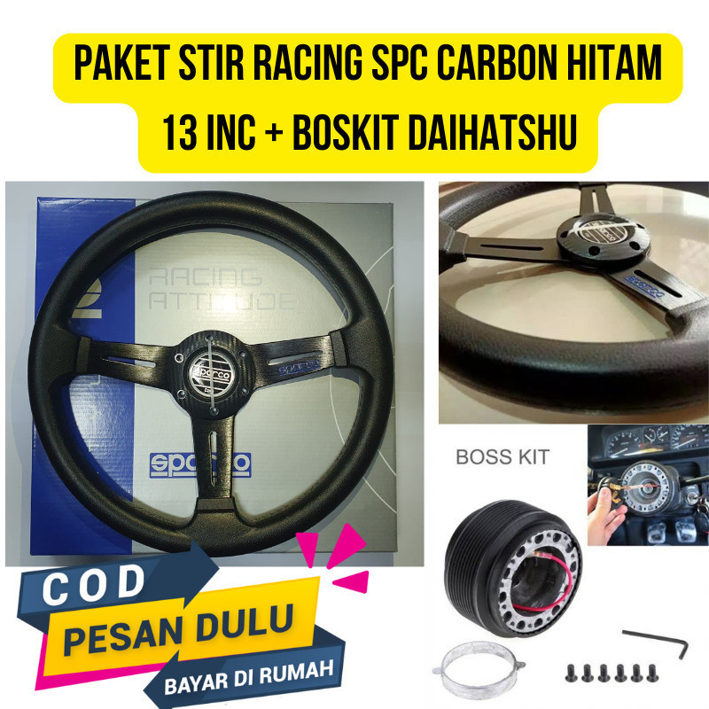 Jual Paket Stir Racing SP4RC0 Carbon 13 Inc + Boskit Daihatshu | Shopee ...