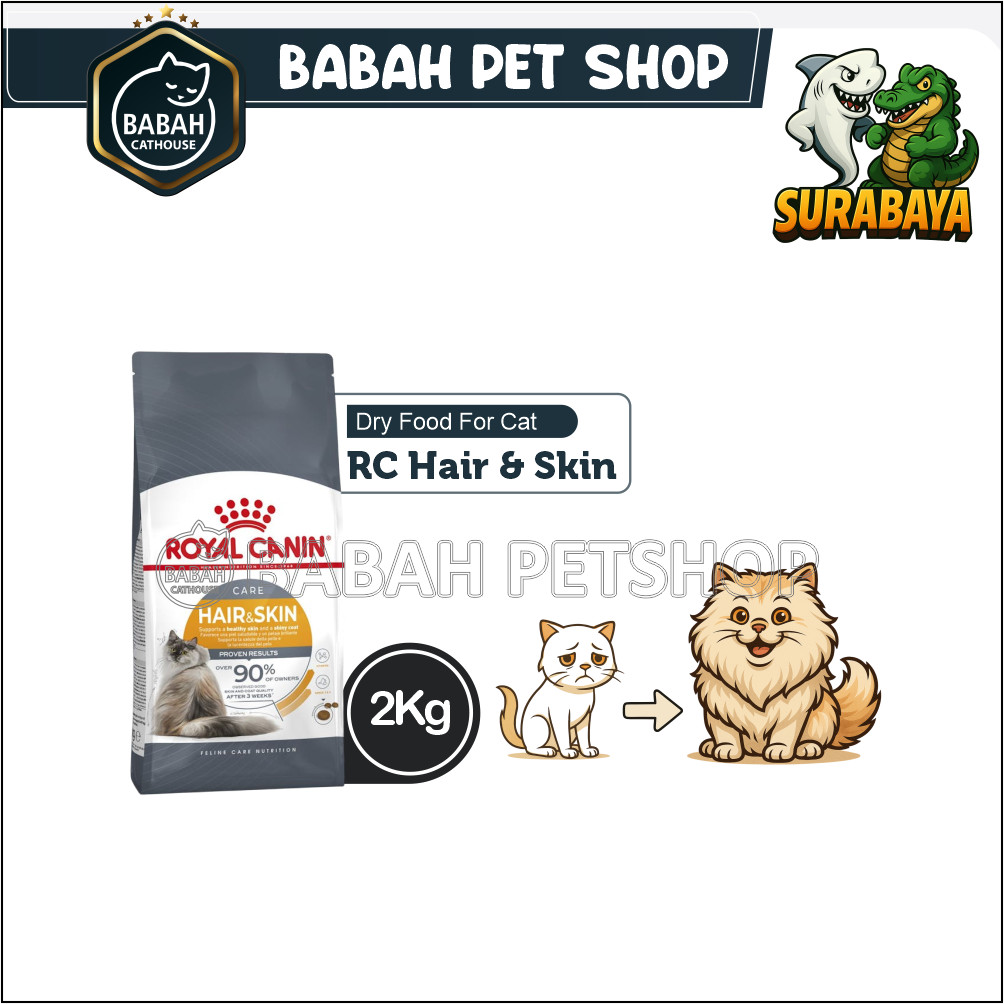 Jual 2kg ROYAL CANIN HAIR AND SKIN cat food rc coat care makanan kucing ...