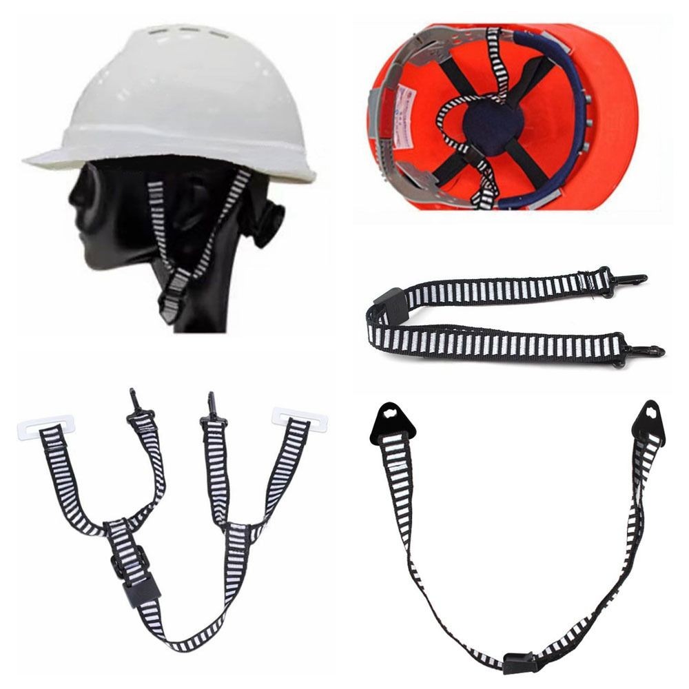 Universal Hard Hat Chin Strap – Adjustable Y-Shape 28cm, 4-Point Attachment For Safety Helmets – Black & White