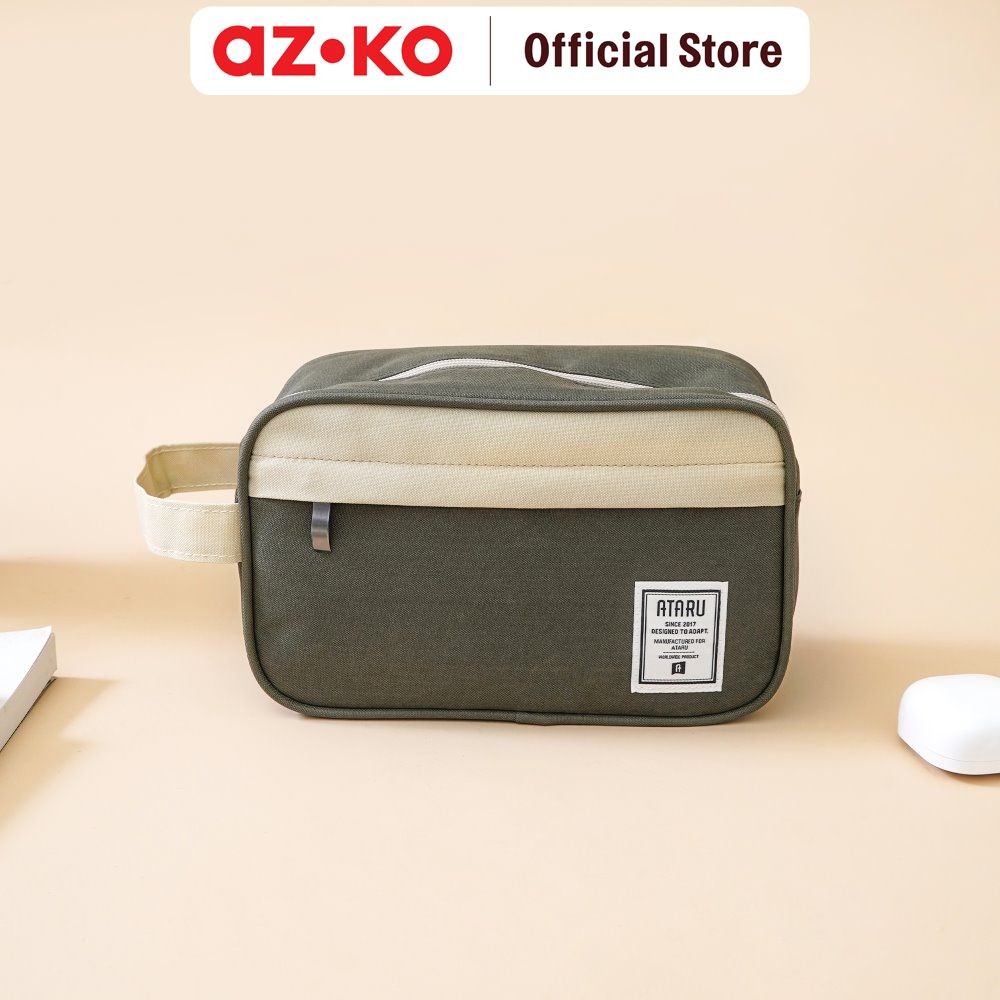 Jual AZKO Ataru Boxy Pouch Travel 2 Tone - Hijau Tua / Krem Kantong ...
