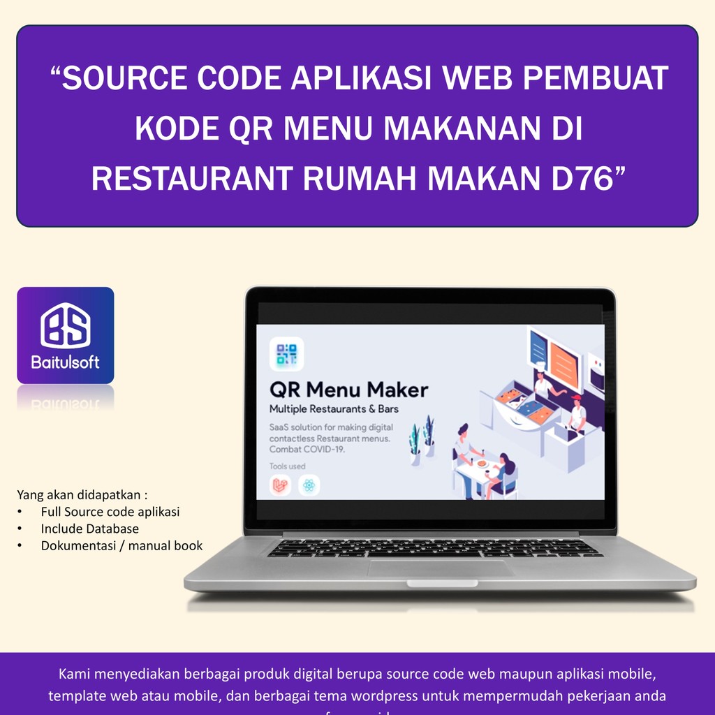 Jual SOURCE CODE APLIKASI WEB PEMBUAT KODE QR MENU MAKANAN DI ...