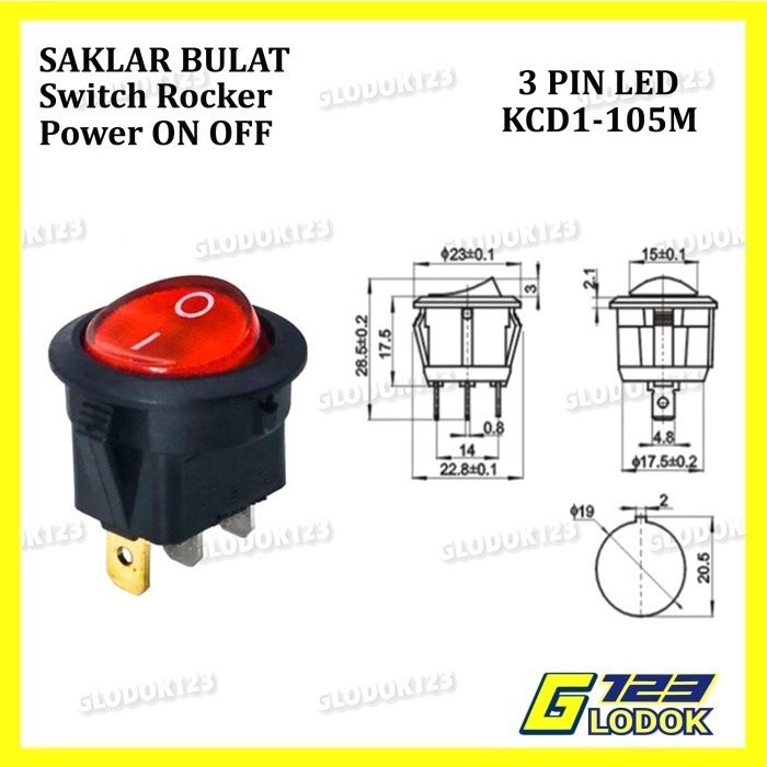Jual Saklar Power Switch Tombol ON OFF Bulat Roker Rocker Besar 2 3 4 ...
