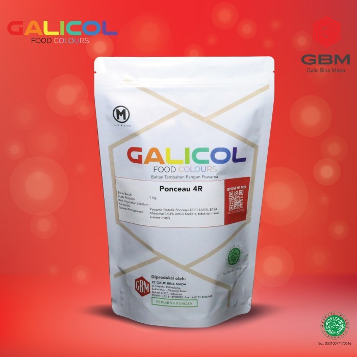 Jual Pewarna Makanan Ponceau 4R Merk Galicol CI 16255 - Packaging 1Kg ...