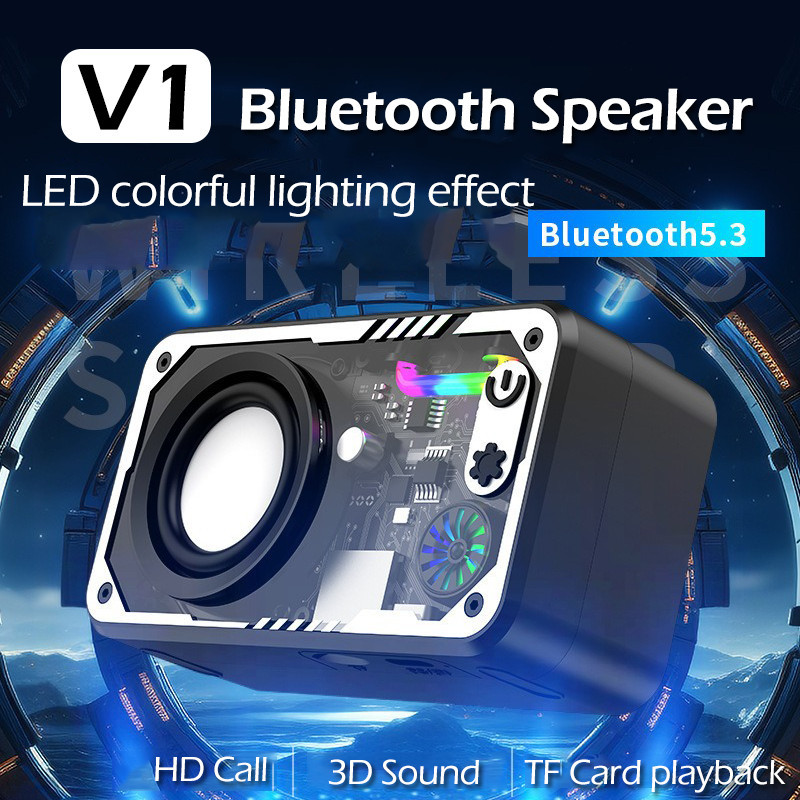 ZEALM V1 Portable Bass Bluetooth Speaker with Microphone HiFi Stereo LED  Berwarna Lentur Mini Wireless Speaker Subwoofer Spiker