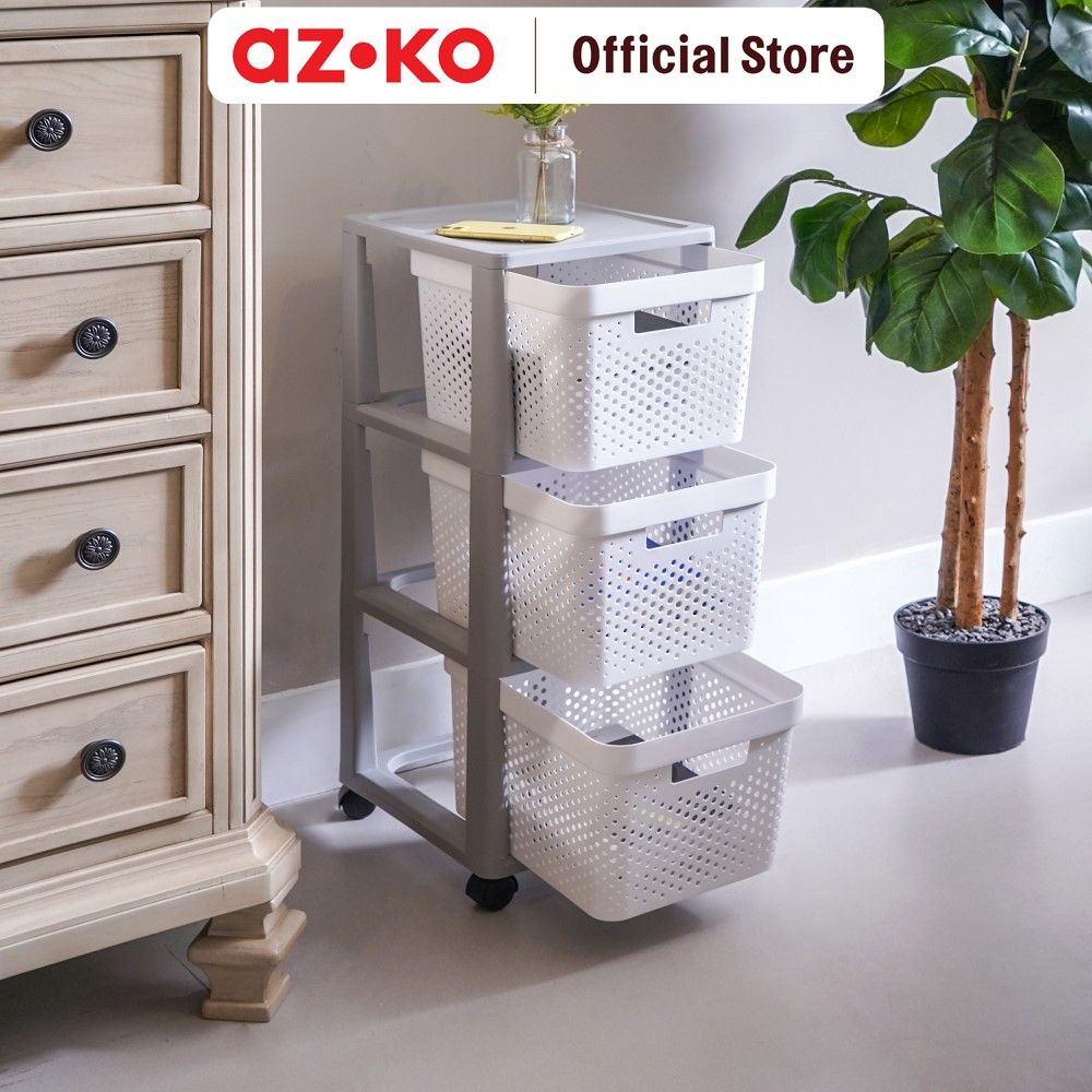 Jual AZKO Stora Rak Troli 3 Tingkat Big Basket - Putih Tempat ...