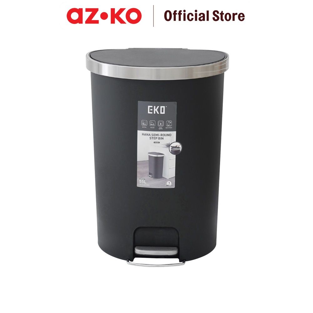 Jual AZKO Eko 55 Ltr Hana Tempat Sampah Pedal Semi Round - Hitam ...