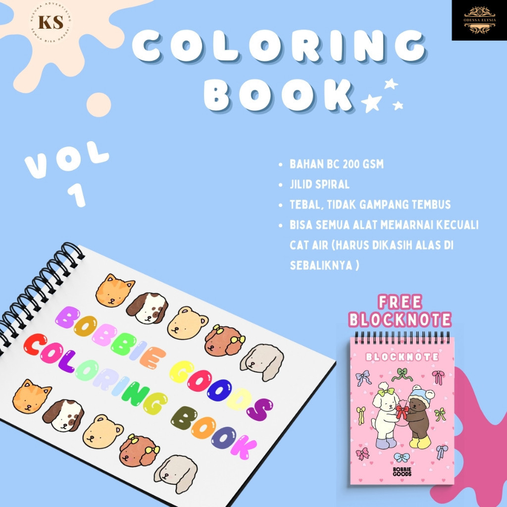Jual Bobbie's Goods Vol. 1 Coloring Book Buku Mewarnai Anak Remaja