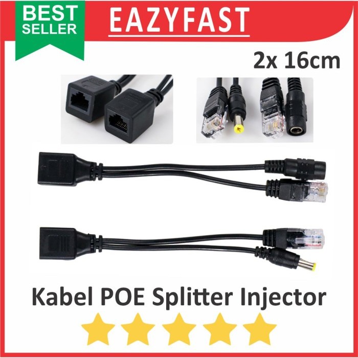 Jual Kabel POE Splitter Injector Set LAN CCTV RJ45 Network Jack Power ...