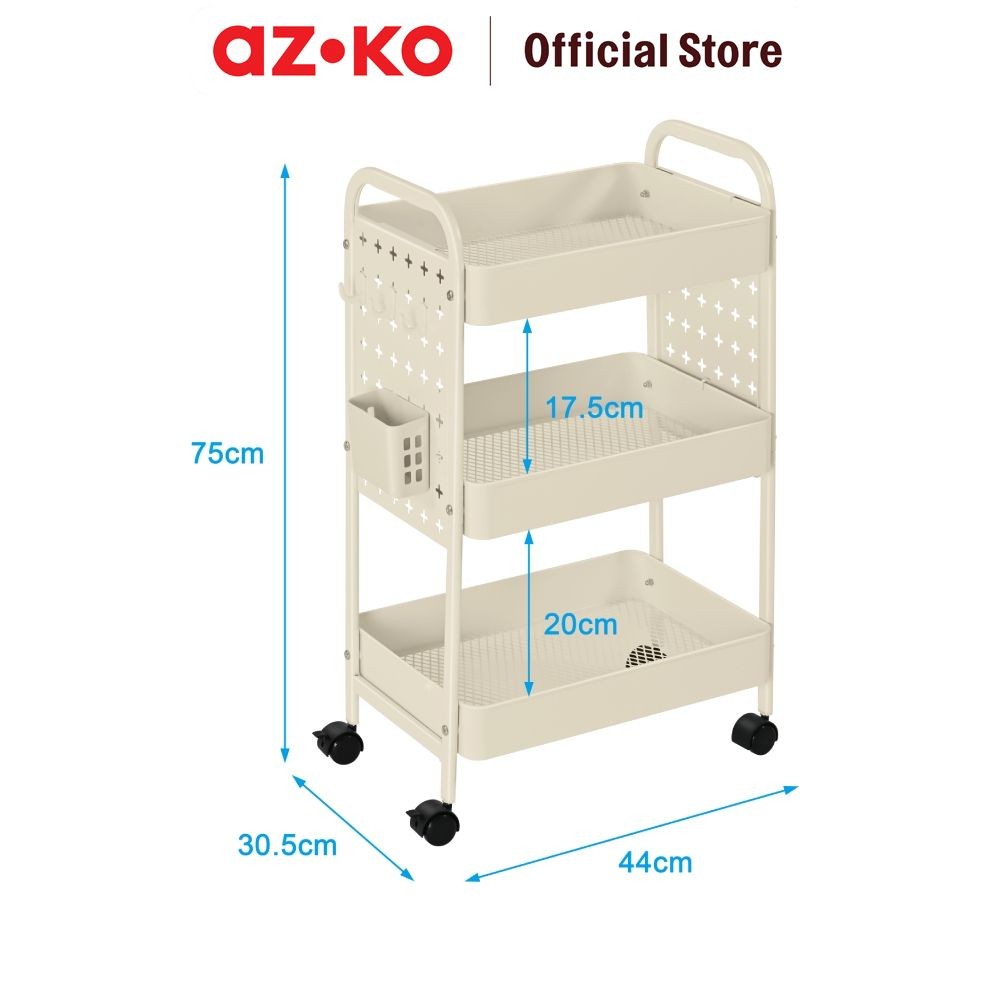 Jual AZKO Stora Rak Troli 3 Tingkat Dengan Pegboard - Putih Tempat ...
