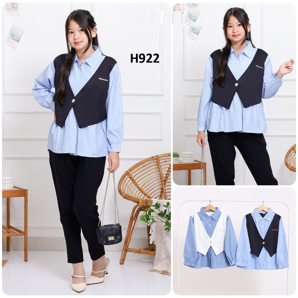 Jual H922 Atasan Kemeja Rompi 2 Warna V | Shopee Indonesia