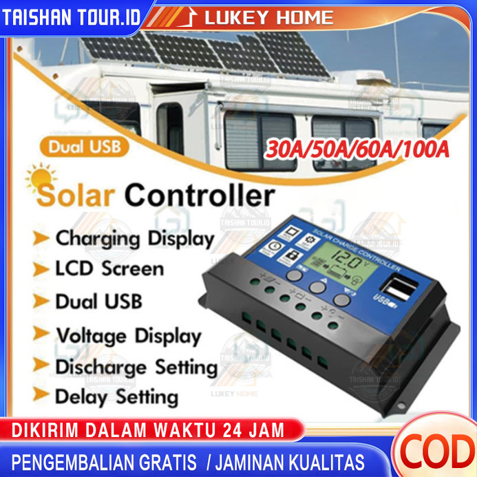 Jual Solar Charge Controller LCD LED Display Solar Cell PWM 12V 24V 10A ...