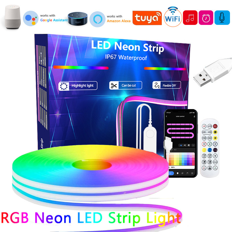 Jual TUYA Neon LED Strip Lights 5V 84LEDs/M Silicone Neon Rope Light ...