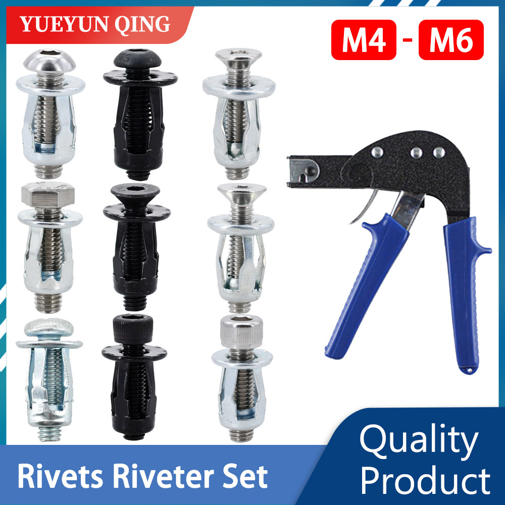 Jual 50Pcs Petal Shape Metal Rivets Jack Nut With Riveter Gun Tool ...
