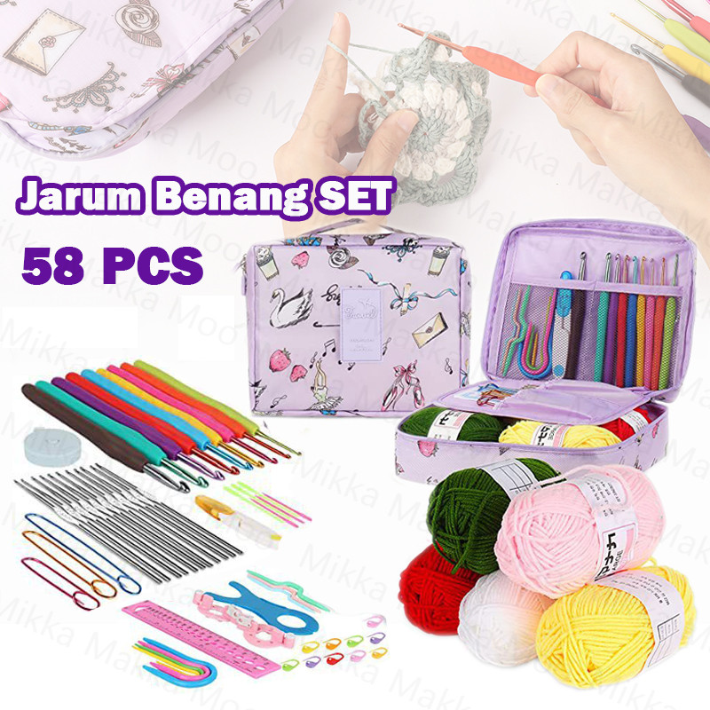Jual DIY Jarum Rajut Set / Set Alat Jahit 58PCS / Alat Rajut Set ...