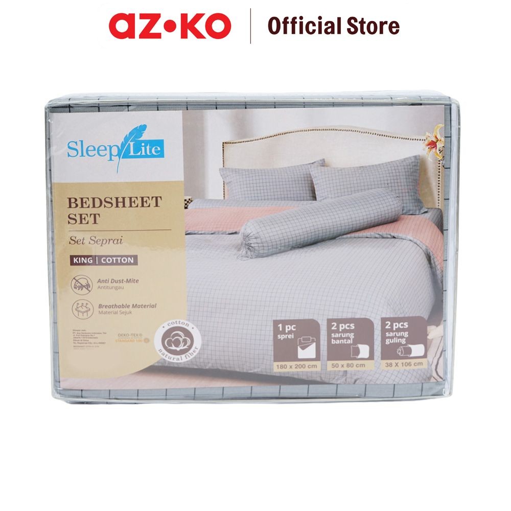 Jual AZKO Sleeplite Set Seprai Katun - Abu-Abu Sprei Seprai Aesthetic ...