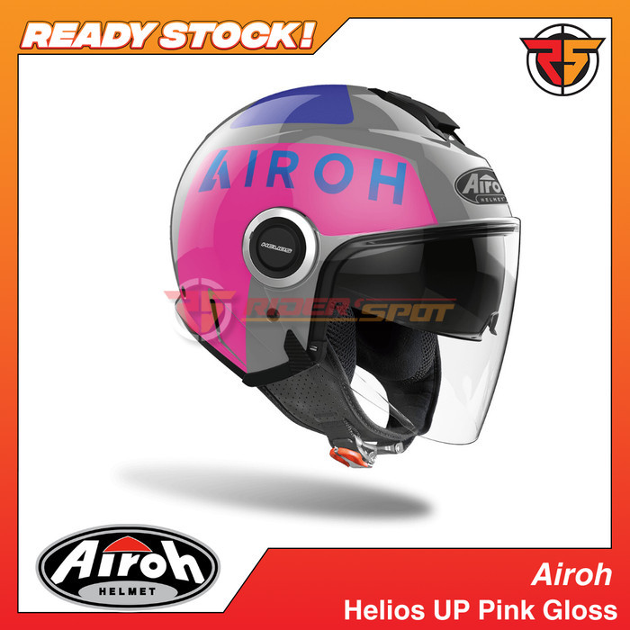 AIROH HELIOS UP Casco Integrale Moto - Colore Rosa Lucido, Taglia XS, Per Bambini/Ragazzi