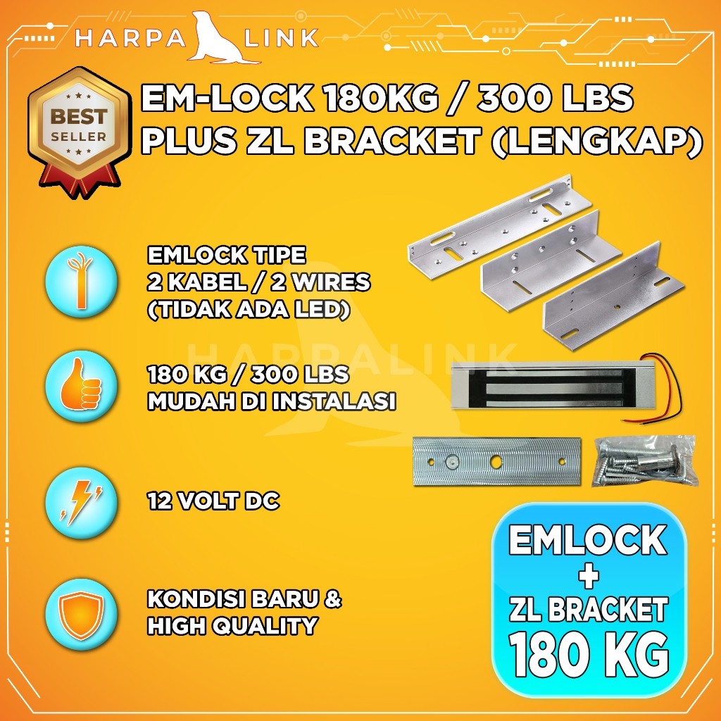 Jual Emlock Magnetic Lock With Bracket ZL 180KG 300LBS / Em Lock ...