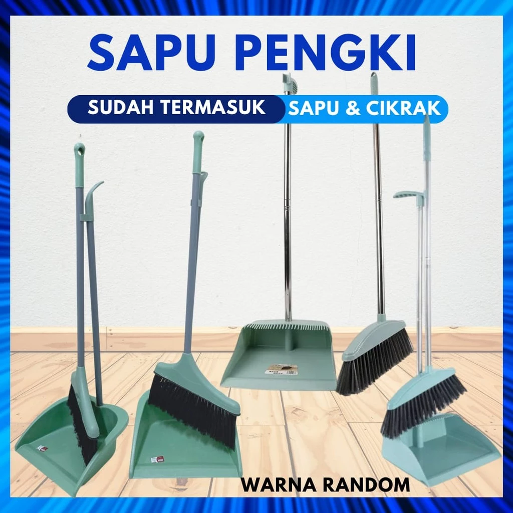 SAPU PENGKI 2IN1 SET SAPU CIKRAK PENGKI DUST BROOM HOME SET/ ALAT KEBERSIHAN VIRAL MODEL TERBARU | AutoStock