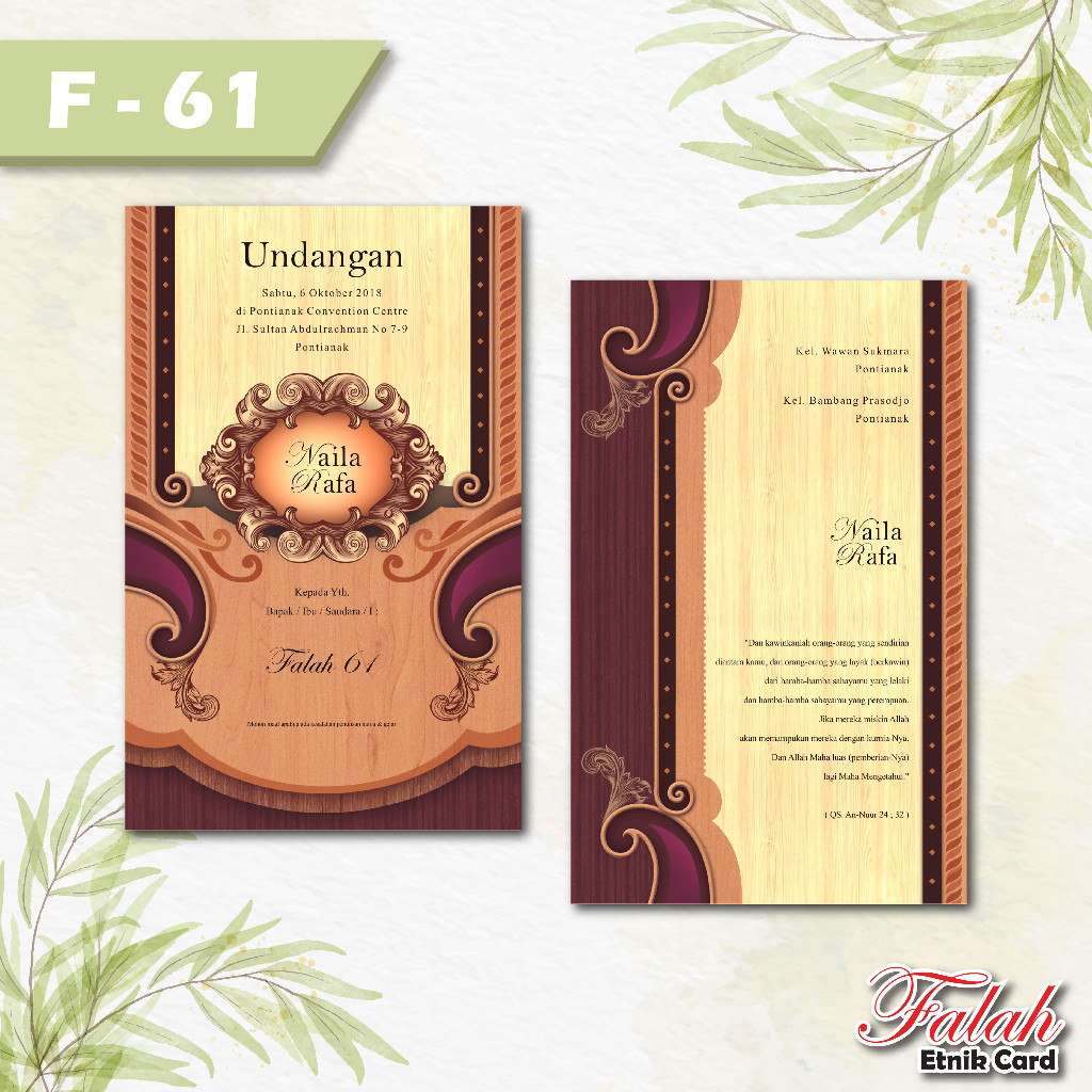 Jual Undangan Nikah Falah code F 61 Elegan Wedding | Shopee Indonesia