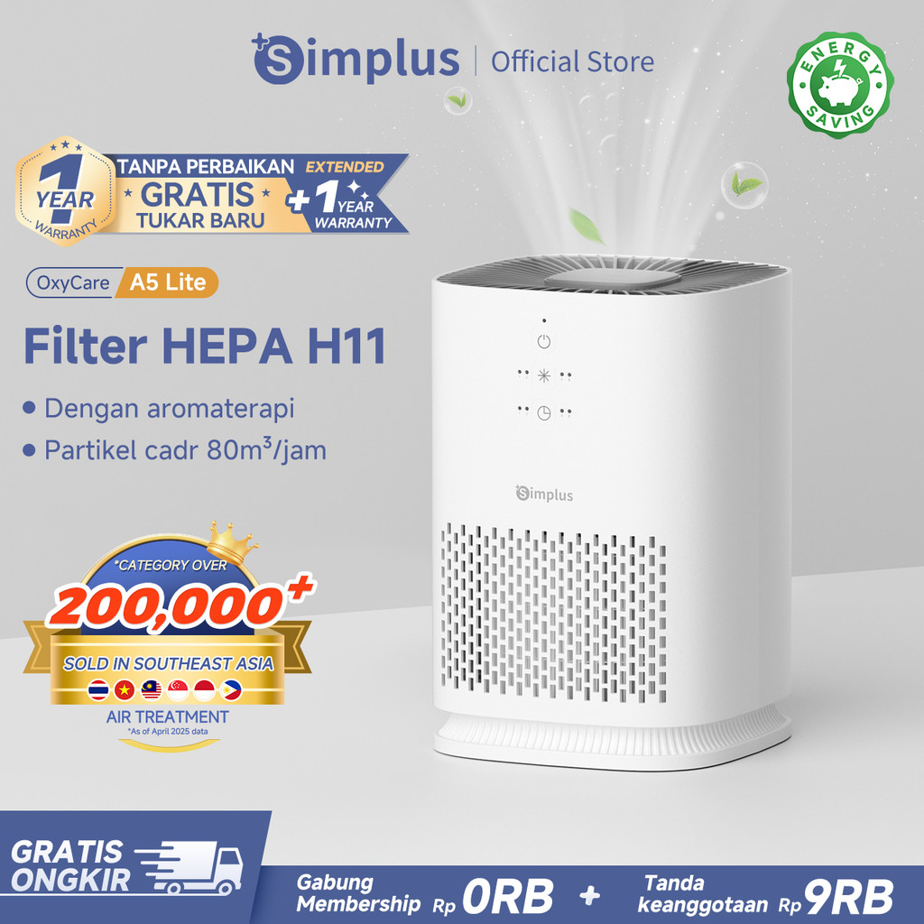 Jual Simplus Air Purifier Mini Pemurni Udara Filter HEPA H11 Timer 8 ...