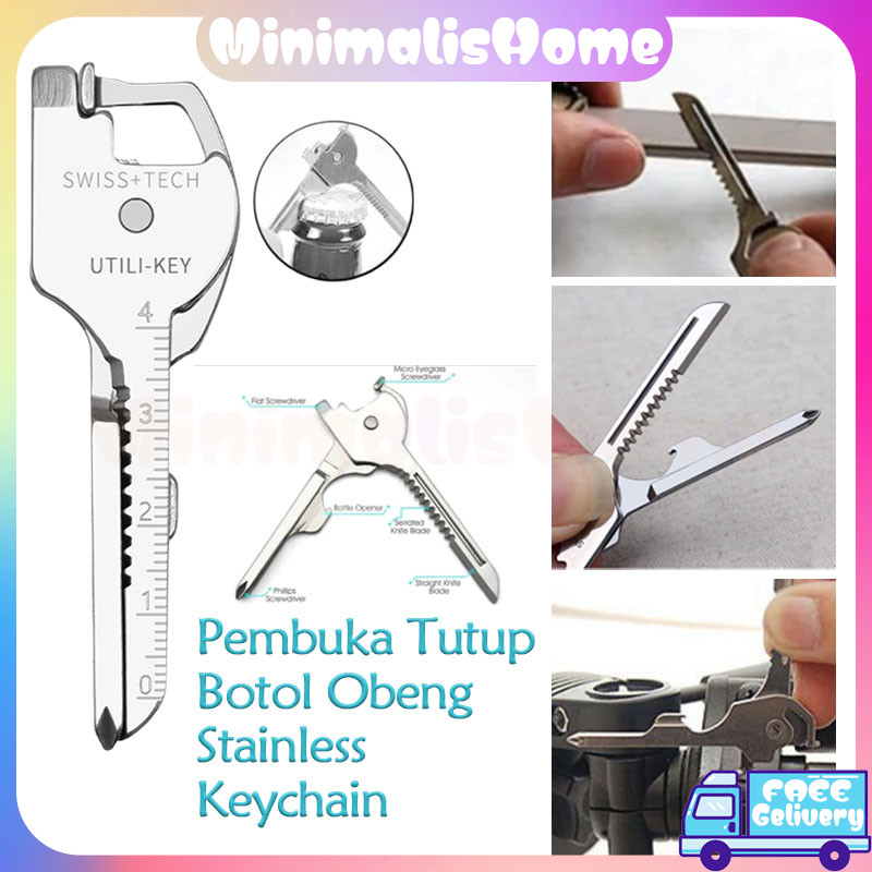 Jual Gantungan Kunci Keychain EDC/ Multi Fungsi 6 in 1 Stainless Steel ...