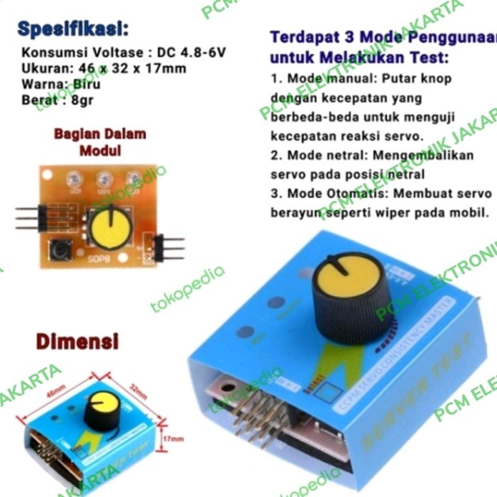 Jual SB99 motor servo tester/checker 3 channel speed controller ccpm ...