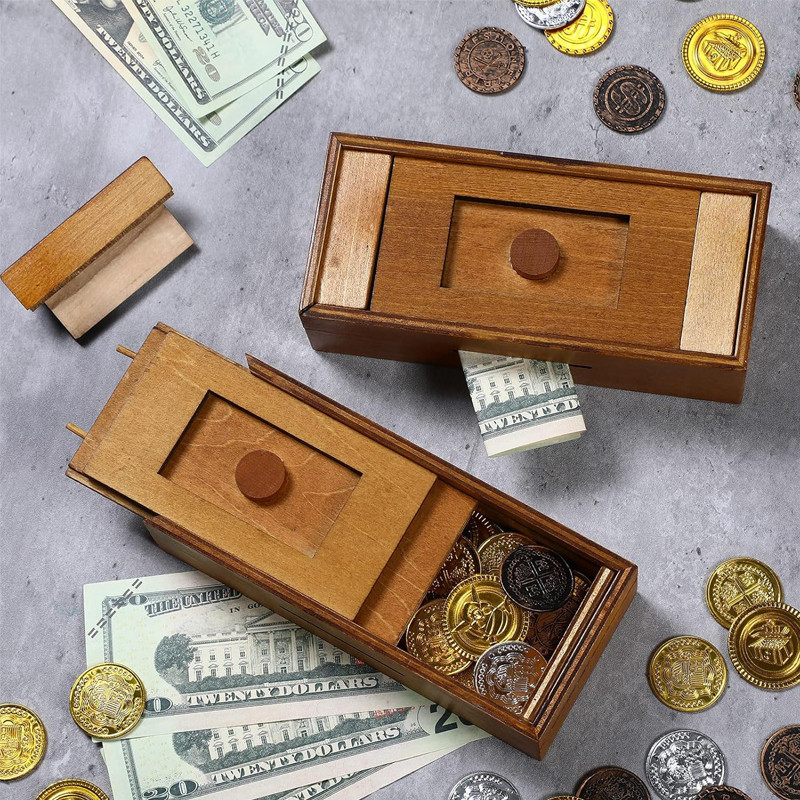 Jual 2PCS Money Jewelry Secret Puzzle Boxes With Hidden Compartments ...