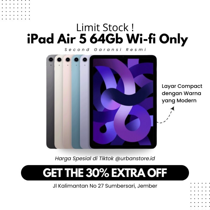 Jual iPad Air 5th Gen 64GB/256GB - Garansi Resmi - Pilihan Warna Modern
