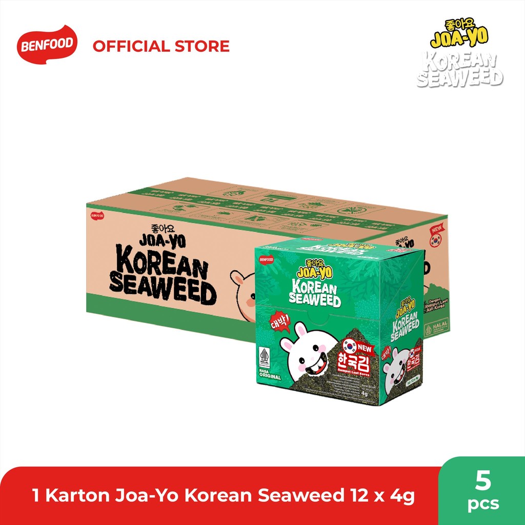 Jual JOA-YO Korean Seaweed Rumput Laut Original 5x12X4g | Shopee Indonesia