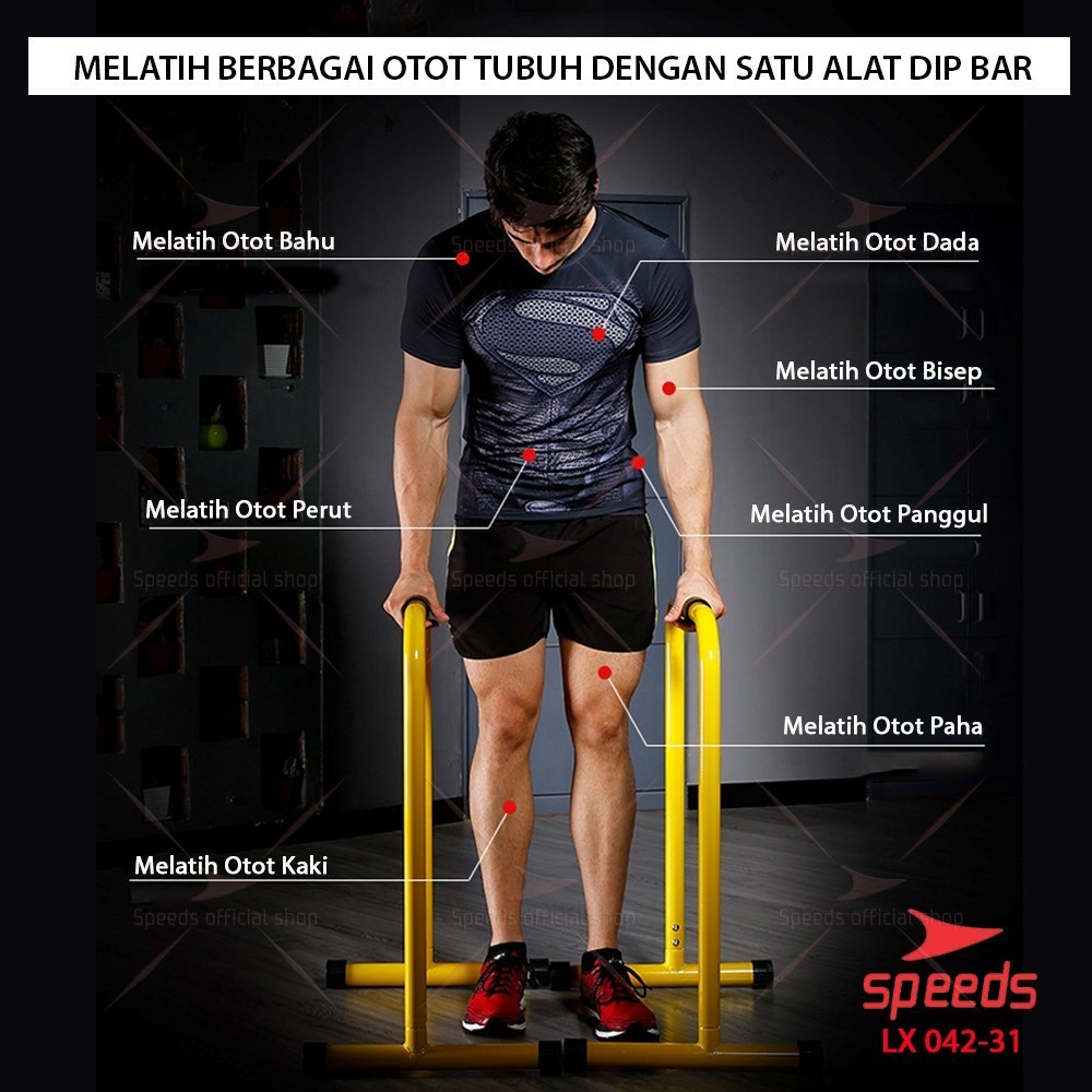 Jual SPEEDS Dip Bar Portable Push Up Bar Alat Fitness Olahraga Lebert ...