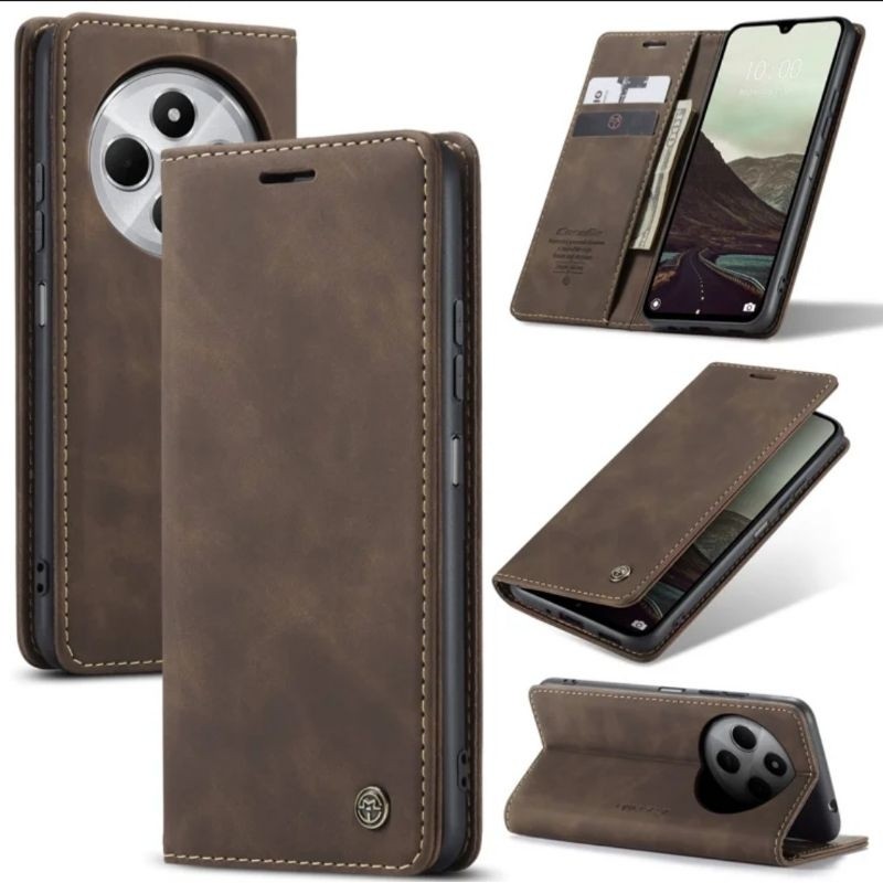 FHSYCR Cover per Xiaomi Redmi note 14 4G con 1 Pezzi Pellicola Vetro Temperato, Premium PU Pelle Portafoglio Libro Flip Antiurto Protettiva Case Custodia, Blu