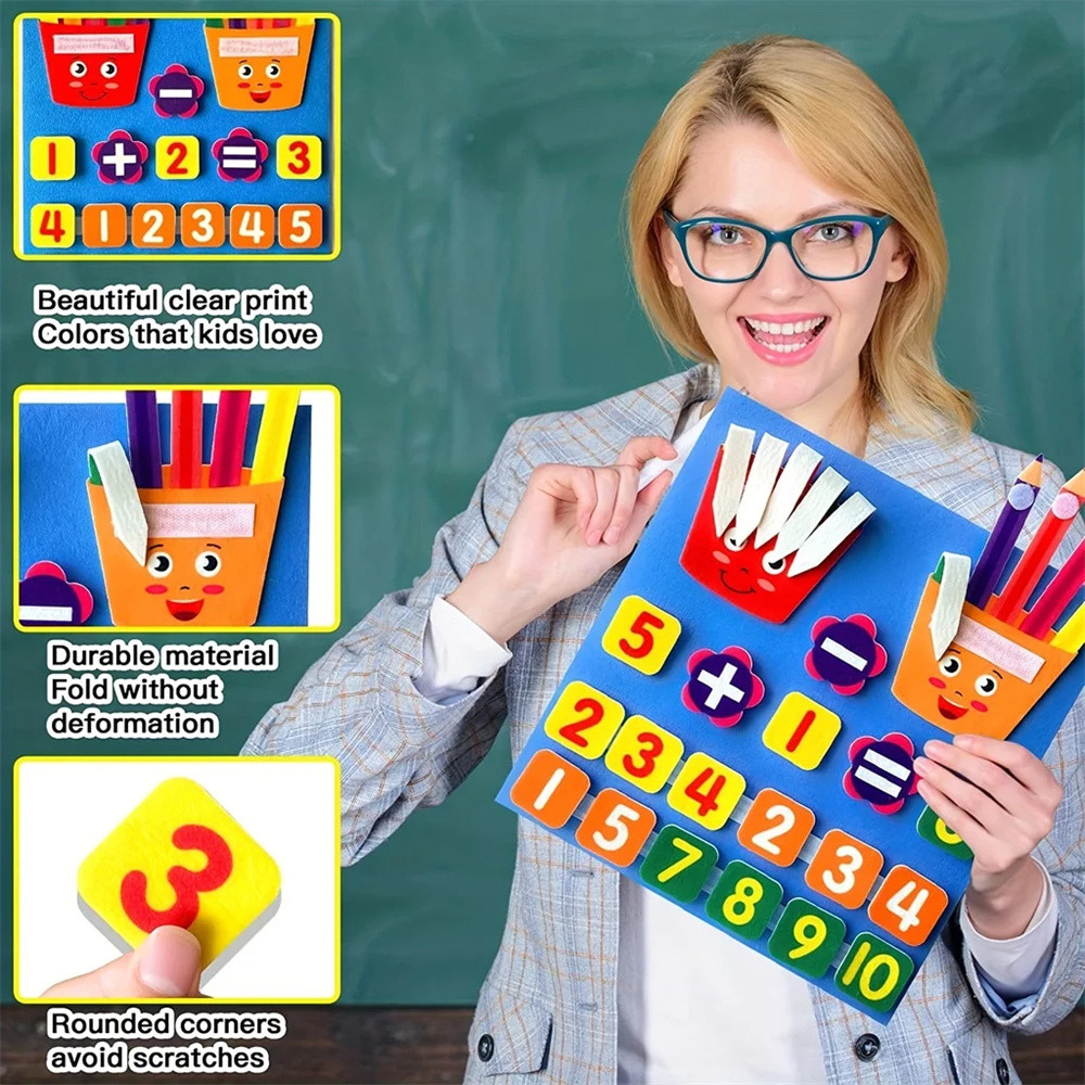 Jual Felt Learning Board Children Toys Educational DIY Toy Addition ...