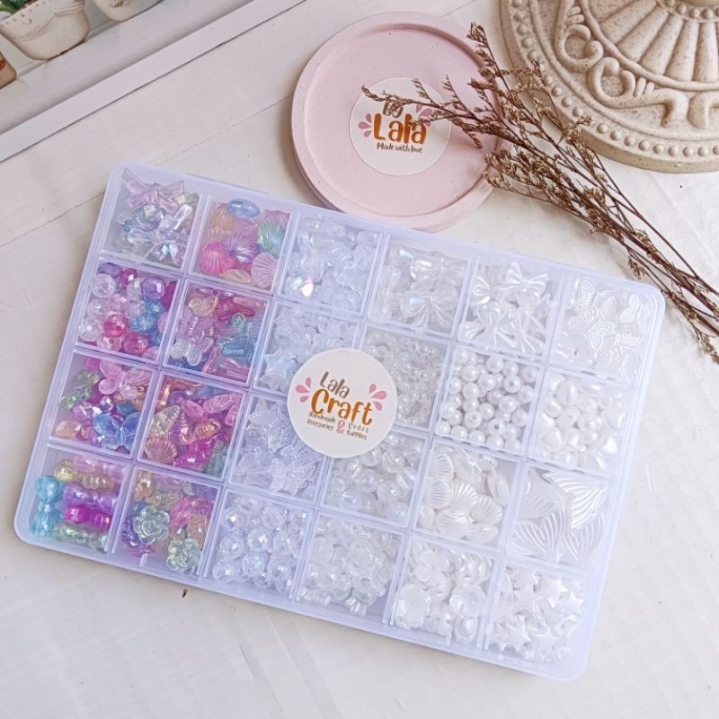 Jual Set Paket Manik Mote DIY box 24 sekat bebas pilih mote Paket ...