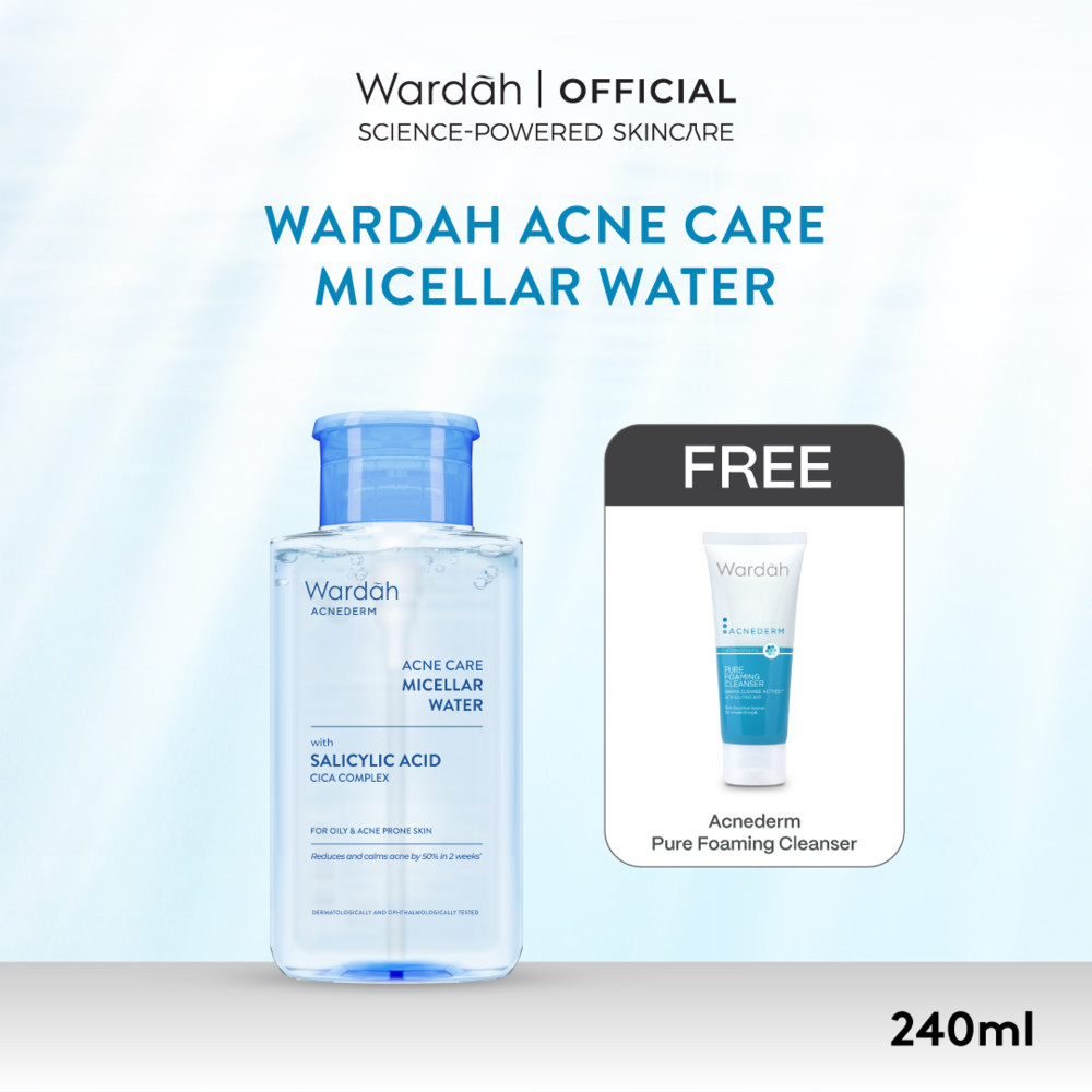 [BUY 1 GET 1] Wardah Micellar Water 240 ml FREE Acnederm Pure Foaming Cleanser 60 ml