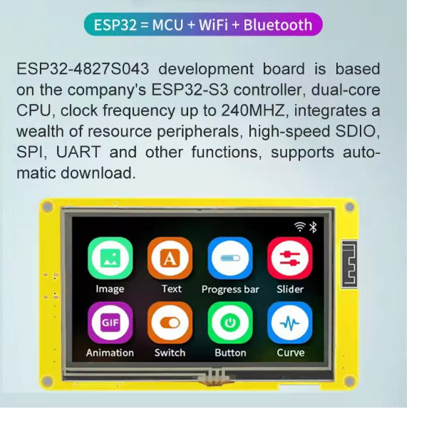 Jual ESP32-S3 LVGL HMI 7 inch LCD Graphic FLASH 16MB PSRAM 8MB Touch ...